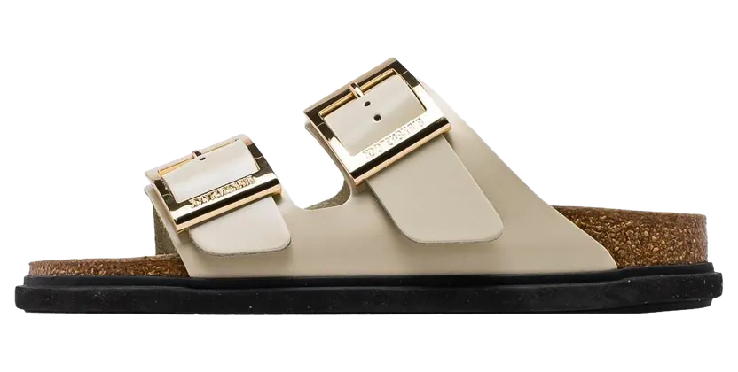 Birkenstock Arizona Droplet Buckle Leather “High-Shine Ecru – Narrow Width” (1031809)