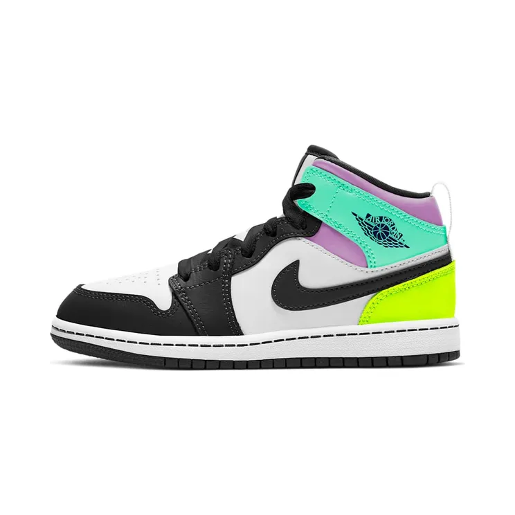Jordan 1 Mid Pastel Black Toe (PS) “White / Volt / Green Glow / Black” (640734-175)
