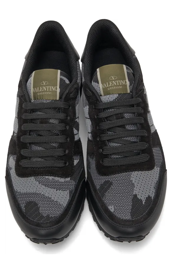 Valentino Garavani Black & Blue Camo Rockrunner Sneakers (WY0S0723QRK) (5)