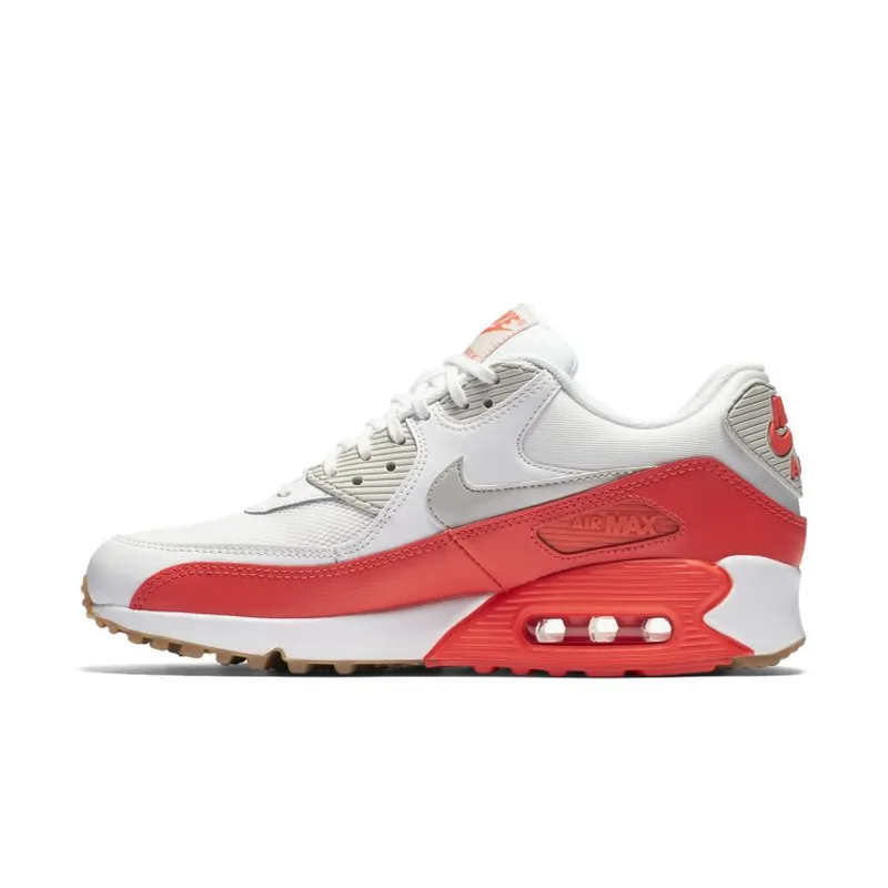 Nike Air Max 90 Essential Summit White Light Brown-Bright Crimson (W) Summit White/Light Brown-Bright Crimson (616730-113)