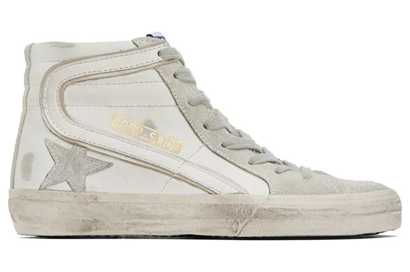 Golden Goose White & Gray Slide Classic High-Top Sneakers (GMF00115.F000324.1027)