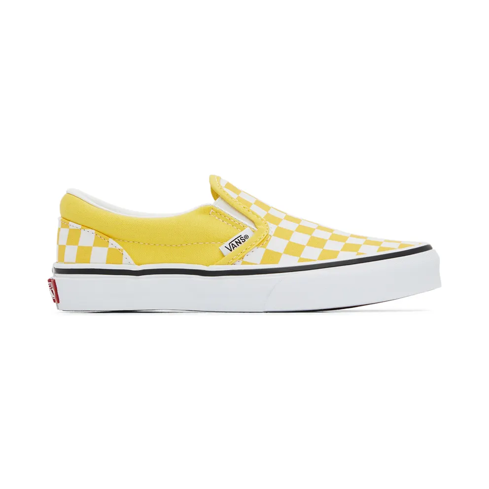 Vans Kids Yellow & White Checkerboard Classic Slip-On Little Kids Sneakers (VN0A7Q5GABP1)