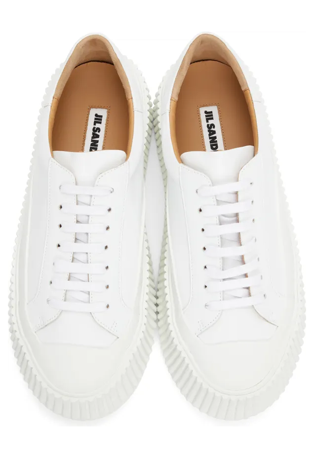Jil Sander White Leather Platform Sneakers (JI32535A_12281) (5)