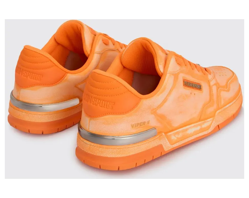 Plein Sport Viper II Used Leather Sneakers Orange (SAFSUSC0841SLE004N86) (2)