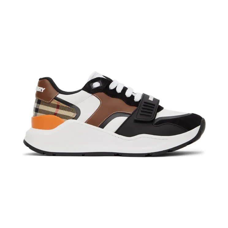 Burberry White & Black Vintage Check Ramsey Low Sneakers (8039112)