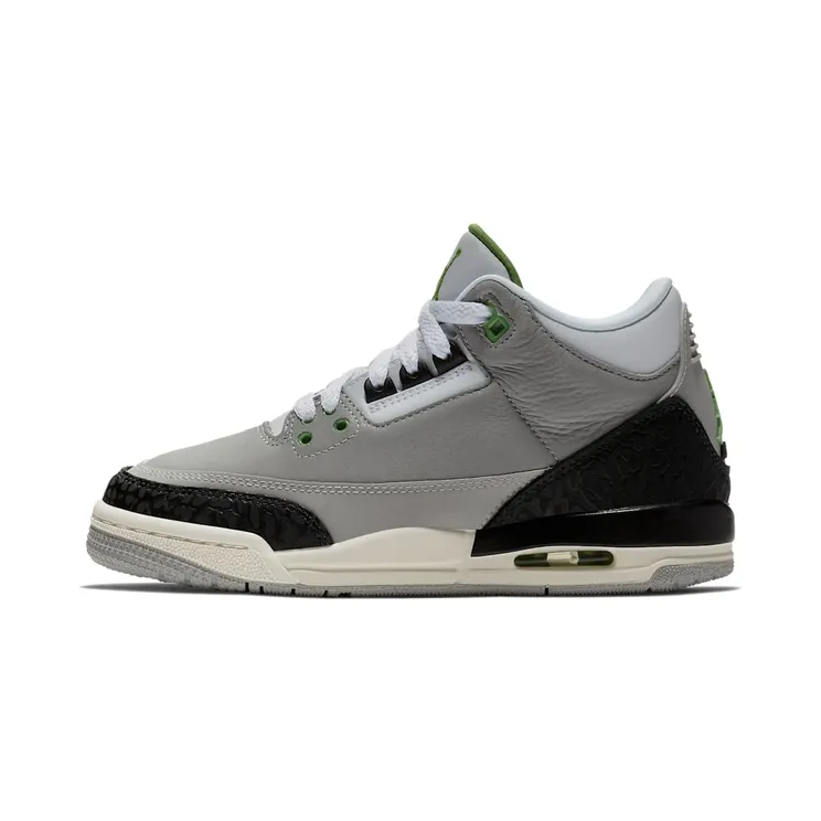 Air Jordan 3 Retro GS “Light Smoke Grey / Black / White / Chlorophyll” (398614-006)