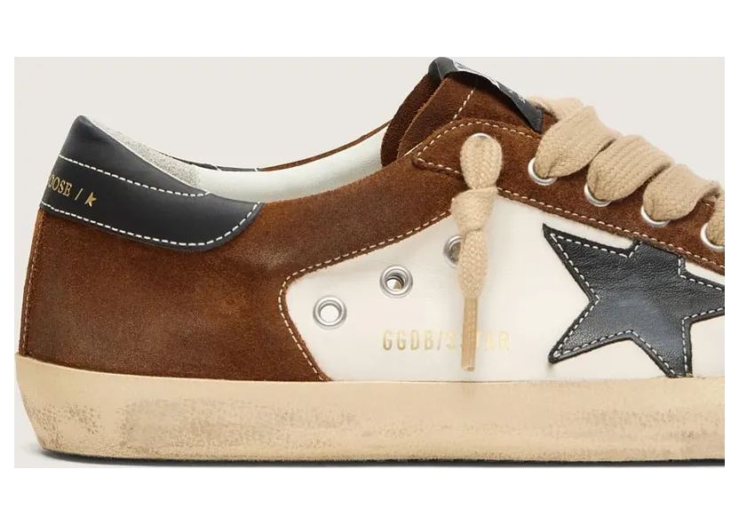 Golden Goose Super-Star In White Leather And Brown Suede With Black Leather Star (GMF00103.F008540.81945) (5)