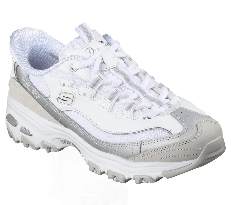 Skechers Slip-ins: D’Lites – Smooth Nostalgia Sneaker White/Silver