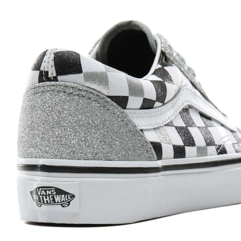 Vans Old Skool Glitter Checkerboard (W) Silver/True White-Black (VN0A4BV5V3J)