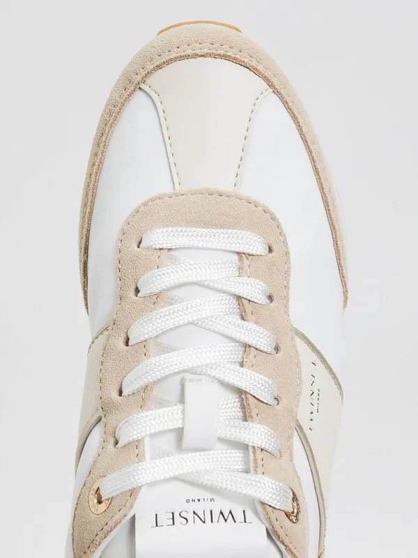 Twinset Suede And Nylon Glitter Platinum (261TCP02013246)