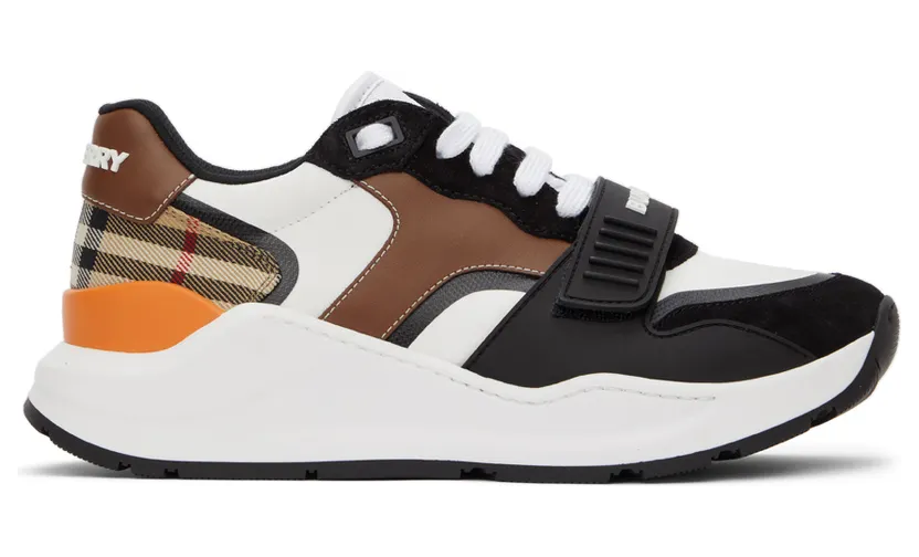 Burberry White & Black Vintage Check Ramsey Low Sneakers (8039112)