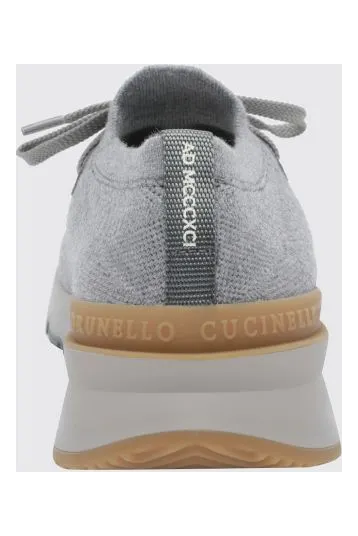 Brunello cucinelli Low-Top Cotton Knit Trainers with Pull Tab Grey 1 (MZUWLBO253CYM46) (3)