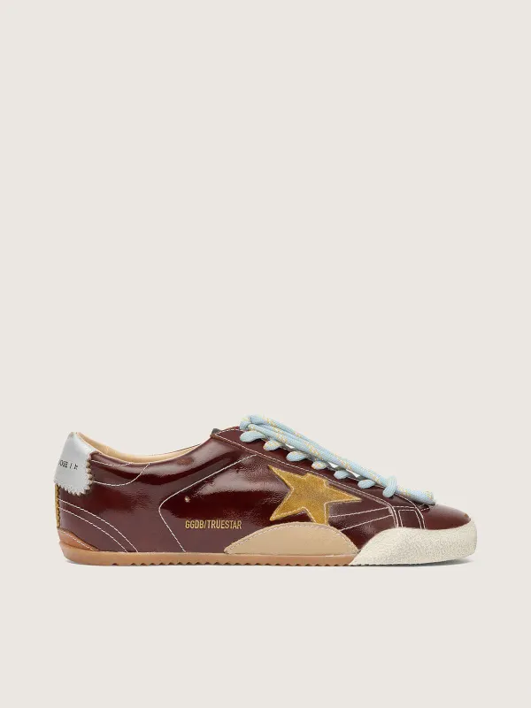 Golden Goose True-Star In Burgundy Naplak With Suede Star And Silver Nappa Heel Tab (GMF00922.F007392.40532)