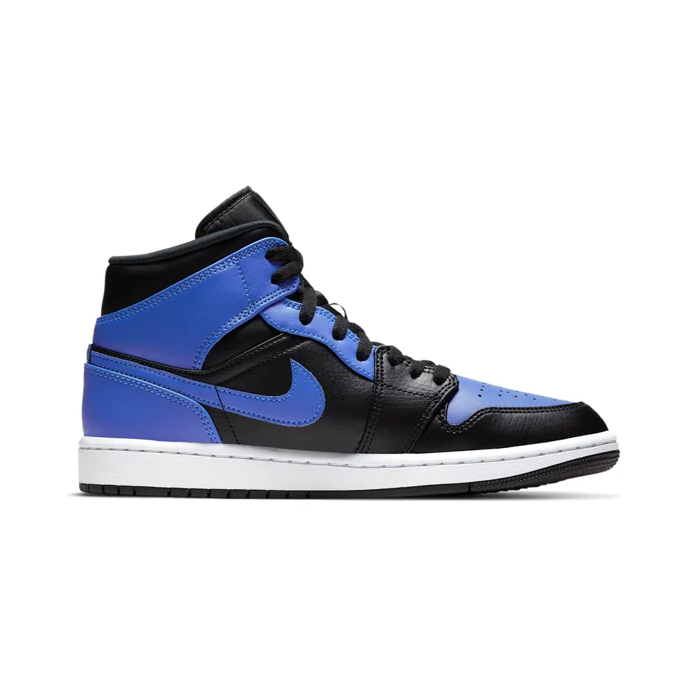 Jordan 1 Mid Black Royal Tumbled Leather Black/Hyper Royal-White (554724-077)