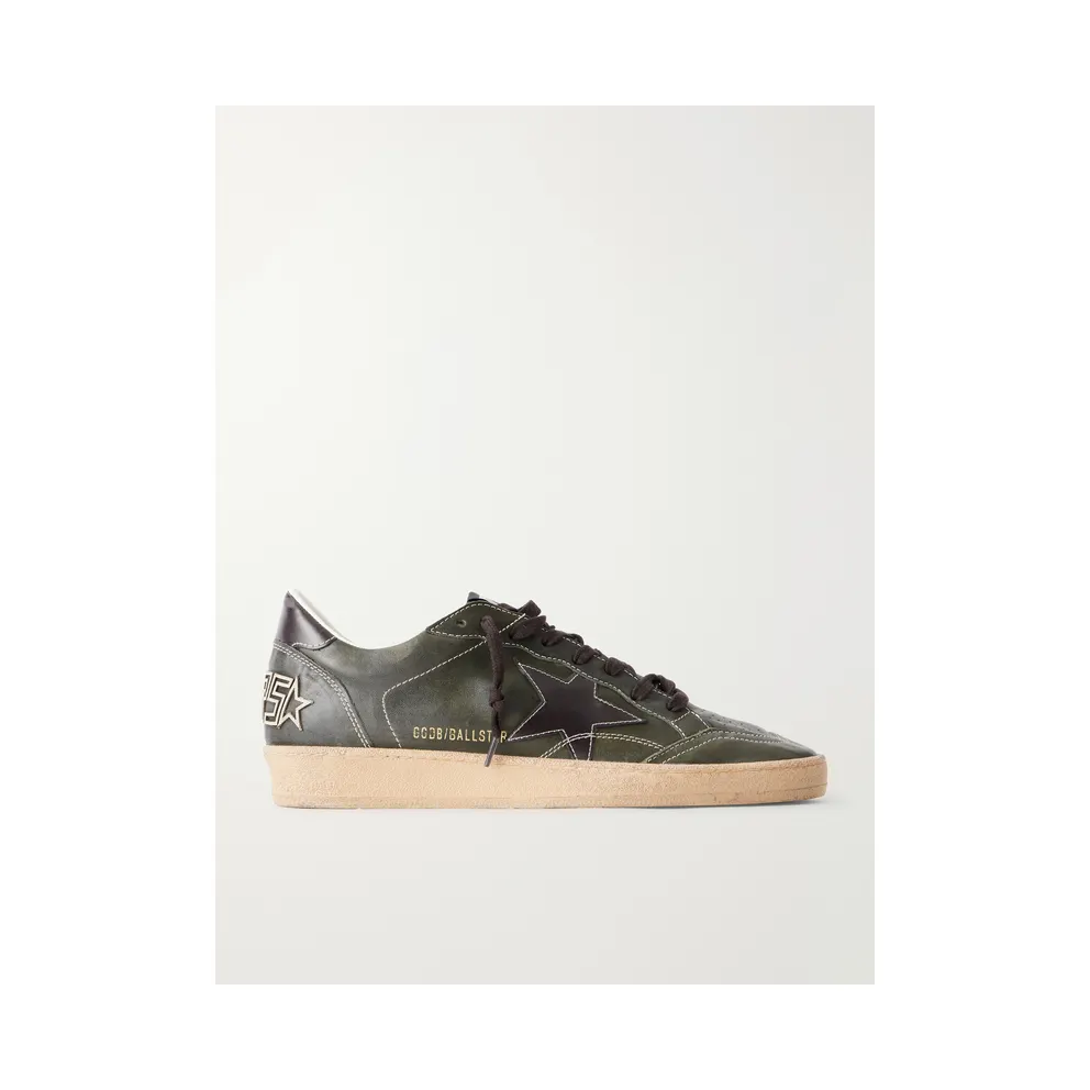 Golden Goose Ball Star Distressed Leather Dark green (GMF00117.F008725)