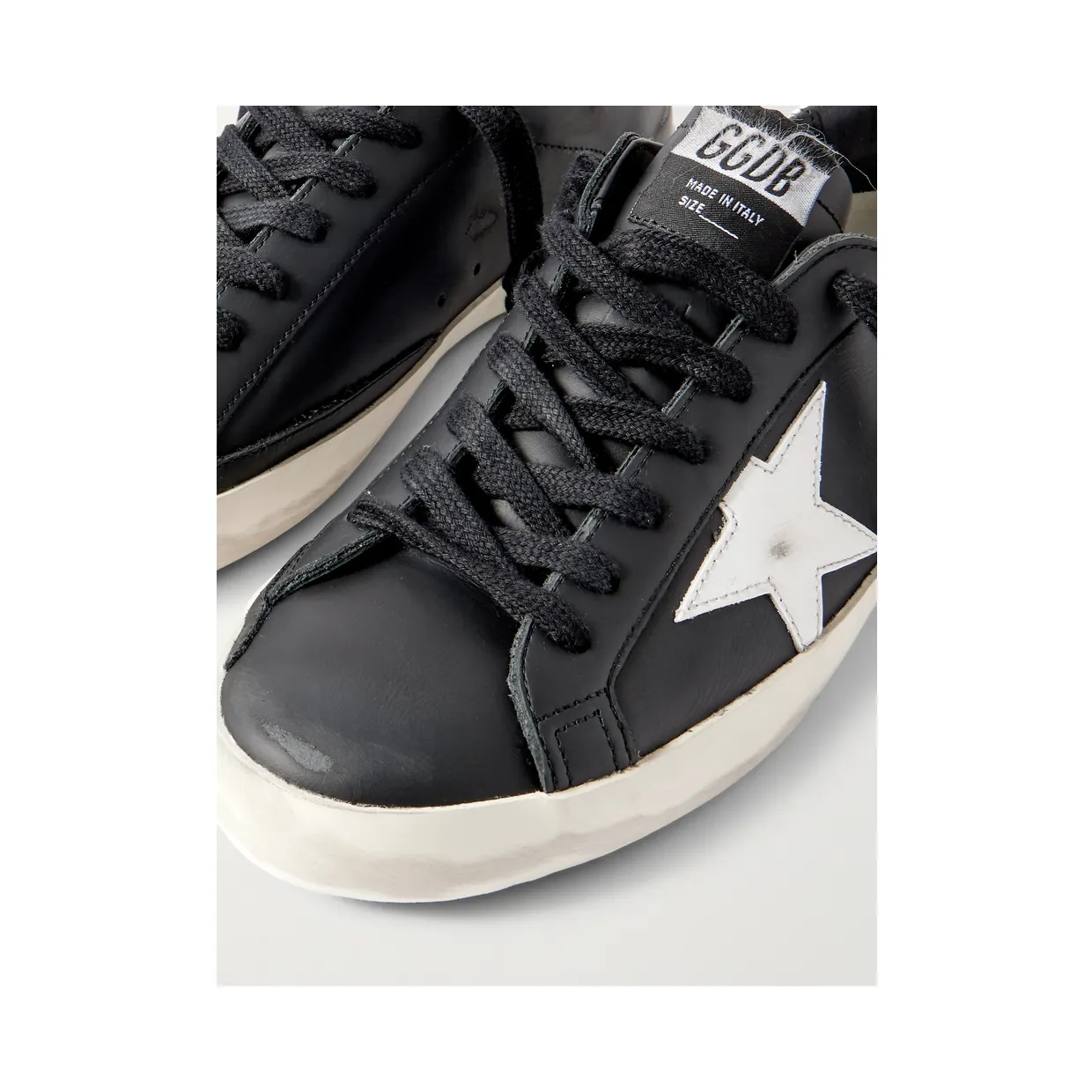 Golden Goose Super-Star Distressed Leather Sneakers Black (GMF00101.F000321) (5)