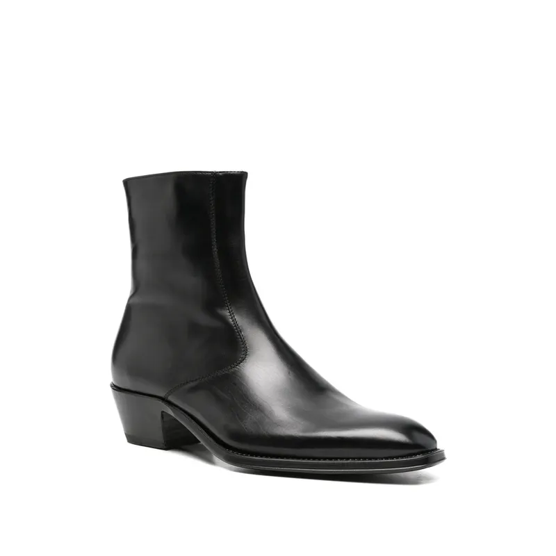Eraldo Side-zip Leather Ankle “Black” (GERM Black)