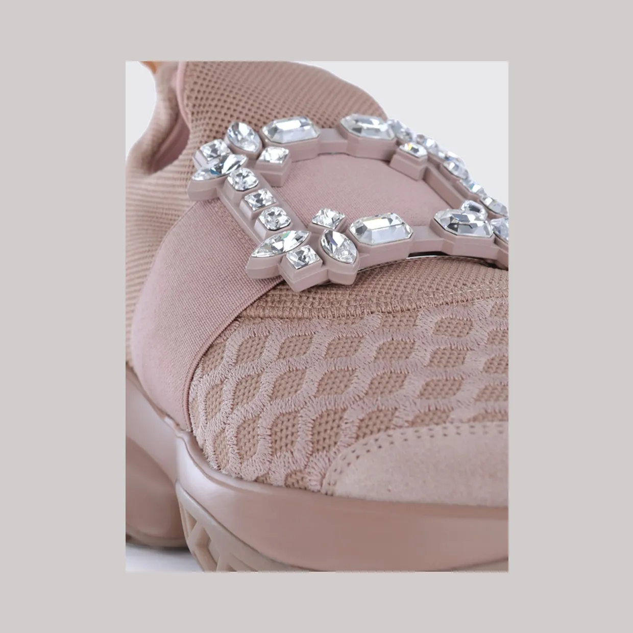 Roger Vivier Viv’ Run Knit Slip-On Trainers with Jewelled Buckle Beige (RVW50645830VRA0AHA) (3)