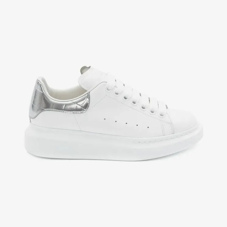 Alexander McQueen Oversized White Silver Croco (W) (553770WHYBQ9071)