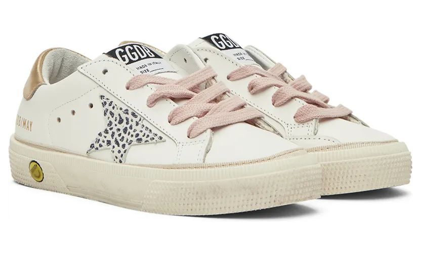 Golden Goose Kids White & Gold May Sneakers (GYF00112.F002818.10972) (4)