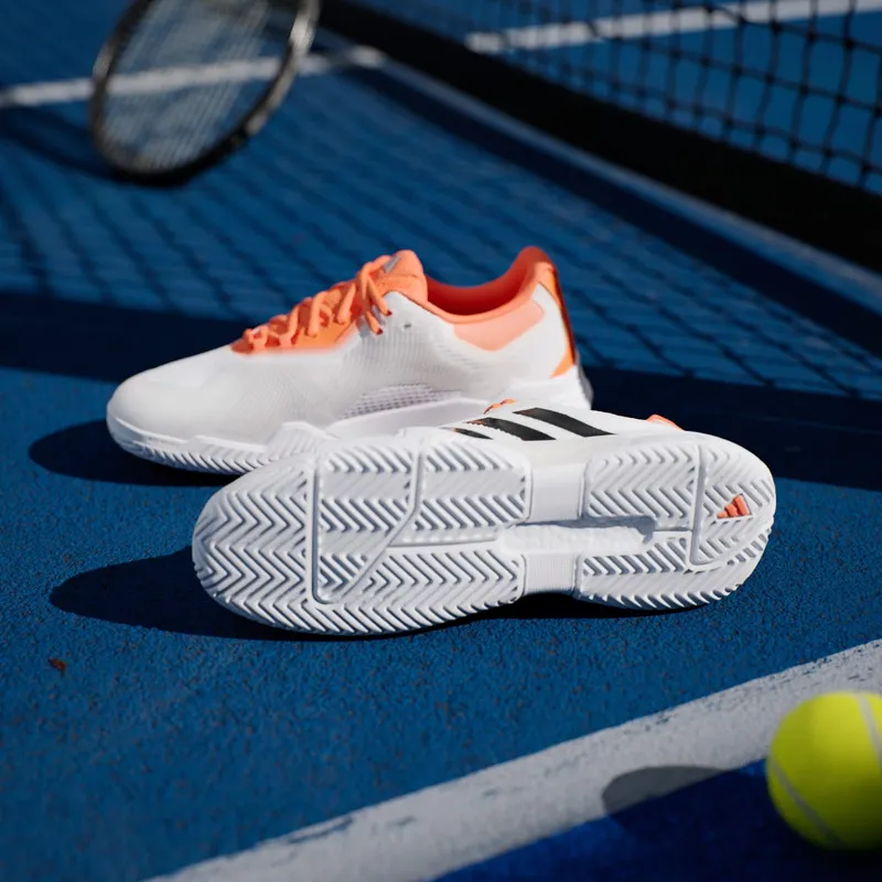 Adidas Solematch Control 2 Tennis Shoes Cloud White / Core Black / Lucid Orange (KI3736)