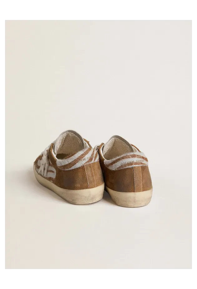 Golden Goose Super-Star In Zebra-Print Pony Skin With Leather Star And Brown Suede Inserts (GWF01021.F007965.15400) (4)
