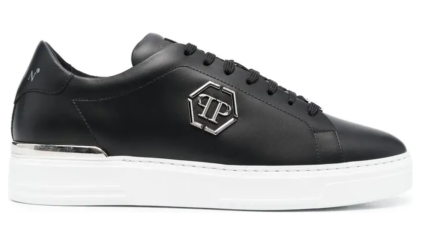 Philipp Plein Hexagon leren low-top sneakers – Zwart (FABSUSC0379PLE075N)