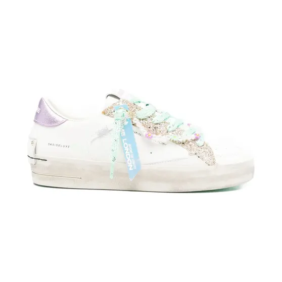 Crime London Sk8 Deluxe met glitter en kant “White” (29112PP8)