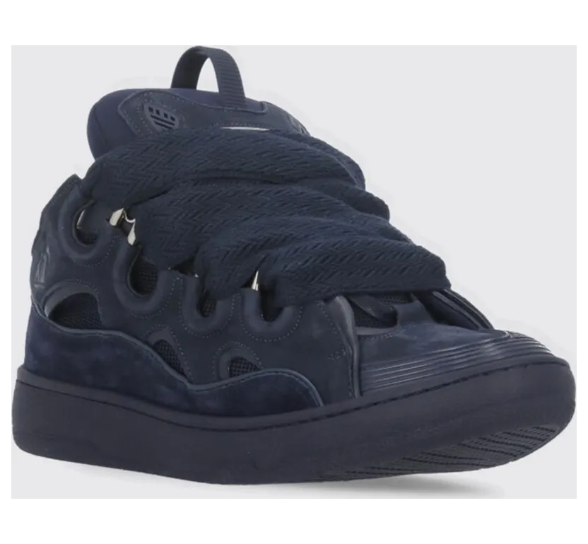 Lanvin Curb Suede And Mesh Sneakers Blue (FUSKDK12DRAGP2529) (2)