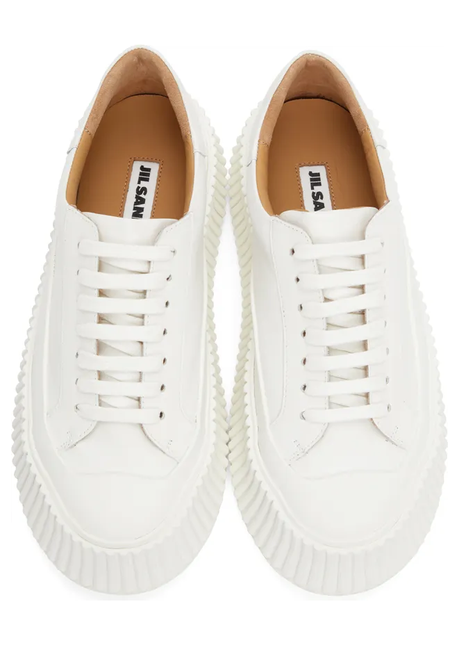 Jil Sander White Leather Platform Sneakers (JS32108A_13034) (5)