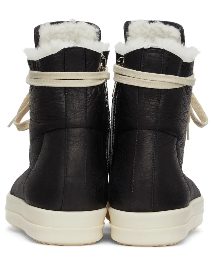 Rick Owens Black Shearling High Sneakers (RU02A5890 LSHC) (3)