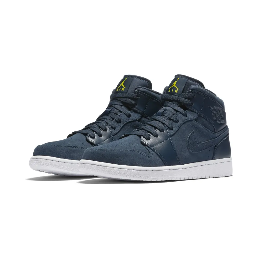 Jordan 1 Retro Mid Armory Navy Armory Navy/Electrolime-White (554724-421)