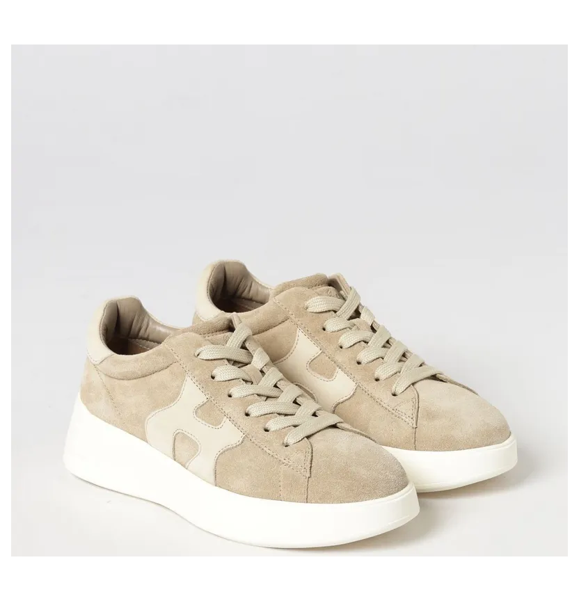 Hogan Rebel Leather and Suede Sneakers with Chunky Sole Brown (HXW5620DN61FM60RZL)