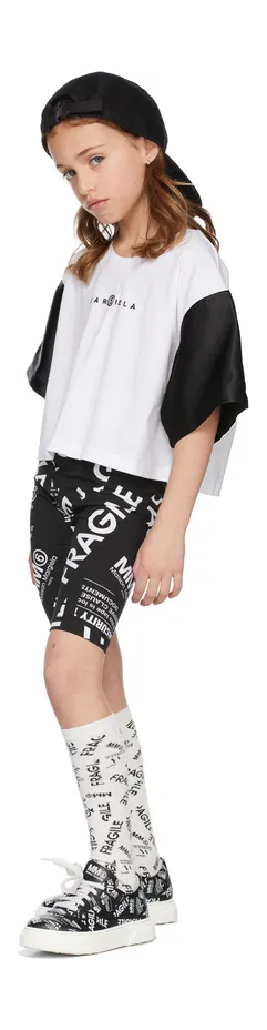 MM6 Maison Margiela Kids Black All Over Logo Sneakers (70338) (5)
