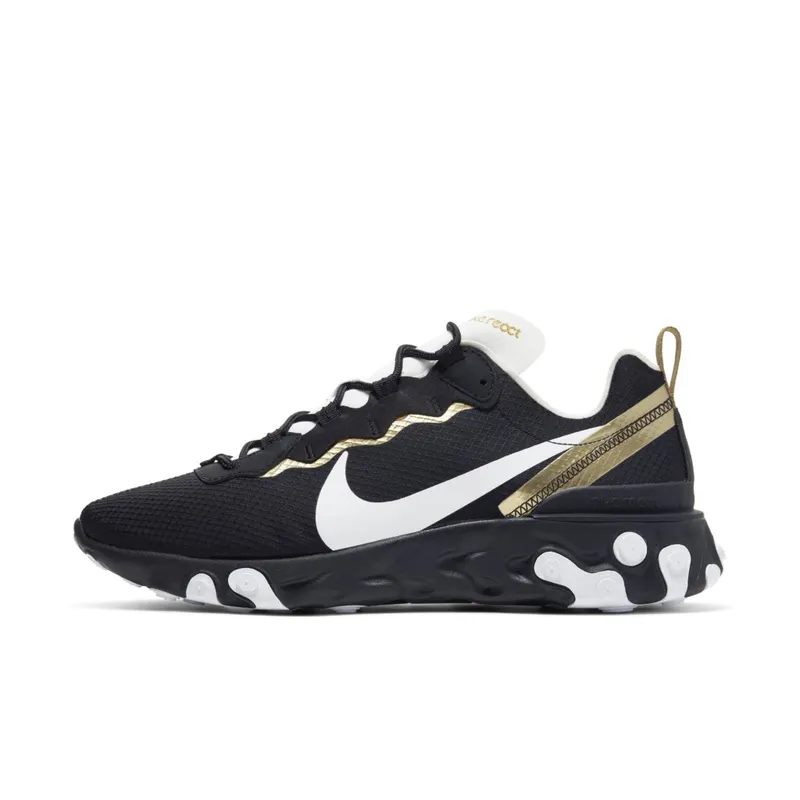 Nike React Element 55 Black Metallic Gold White Black/Metallic Gold-White (CT1590-001)