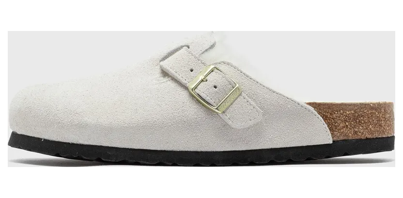 Birkenstock Boston Shearling Suede Leather Antique White