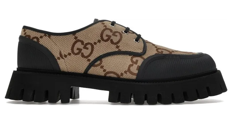 Gucci Maxi GG Supreme Canvas Lace-up Camel Black (699552 UKOF0 2590)