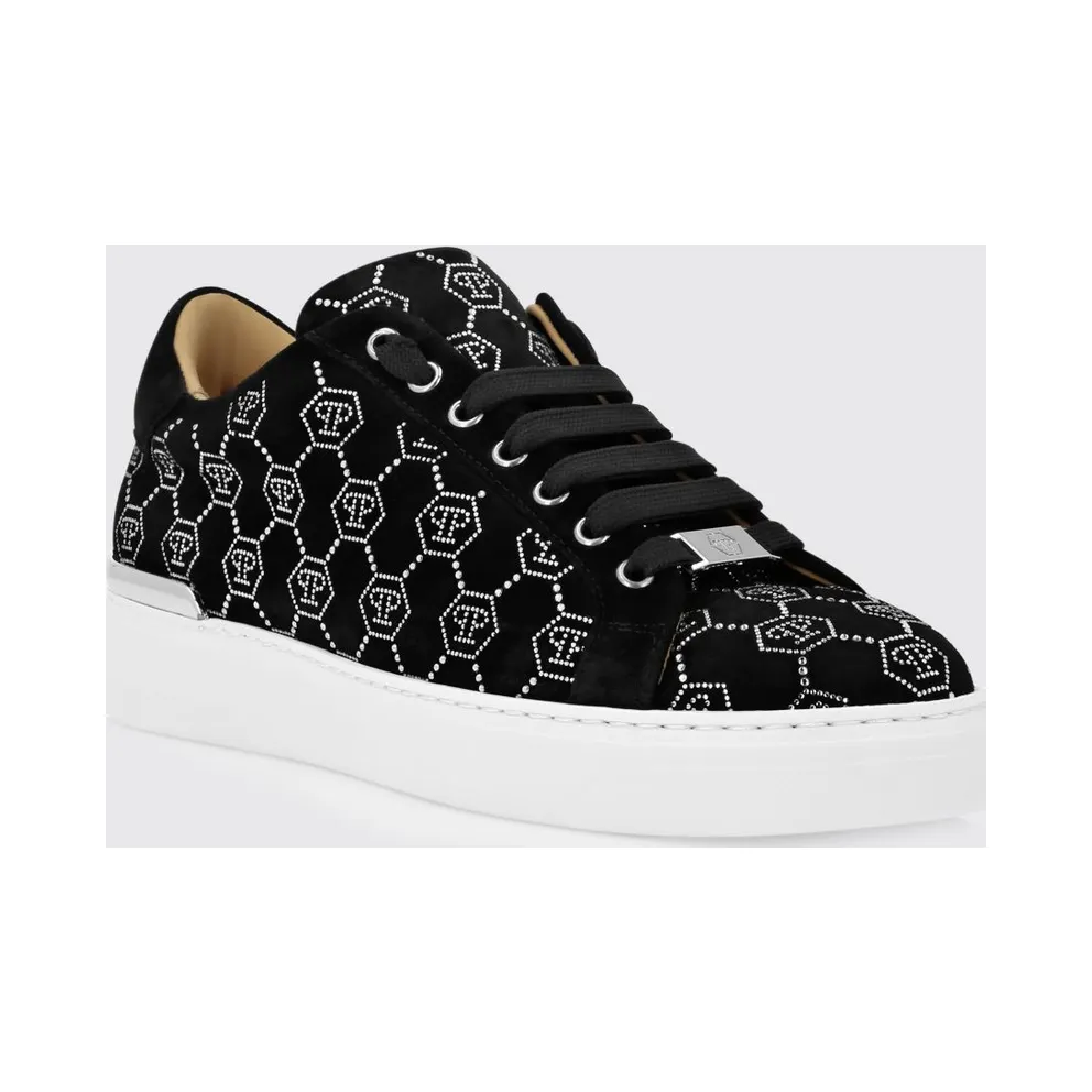 Philipp plein Suede Sneakers with Rhinestone Hexagon Black (AADSMSC4000PLE075N02)