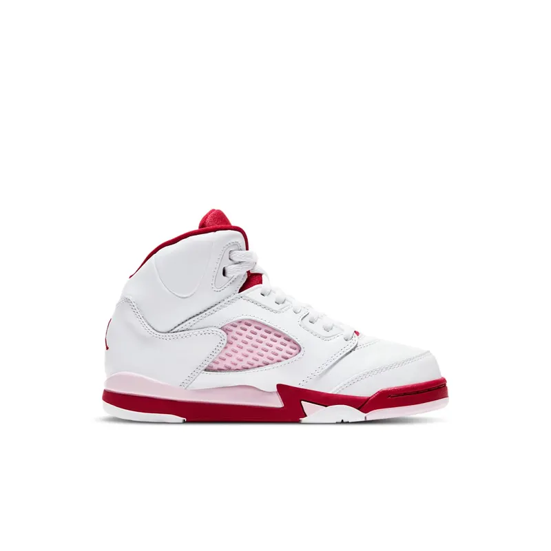 Jordan 5 Retro White Pink Red (PS) White/Pink Foam-Gym Red (440893-106)