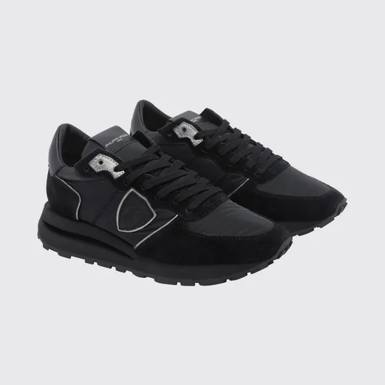 Philippe Model Tropez Haute Suede Low-Top Sneakers with Serrated Sole Black 1 (TKLUN001)