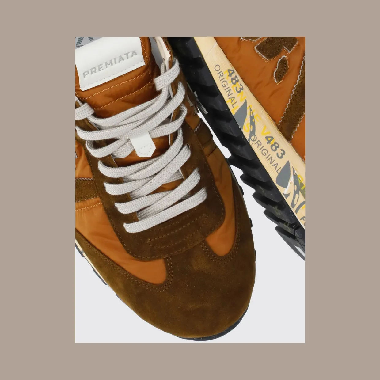 Premiata Lucy Sneakers in Suede and Used Nylon Rust (LUCY8191) (2)