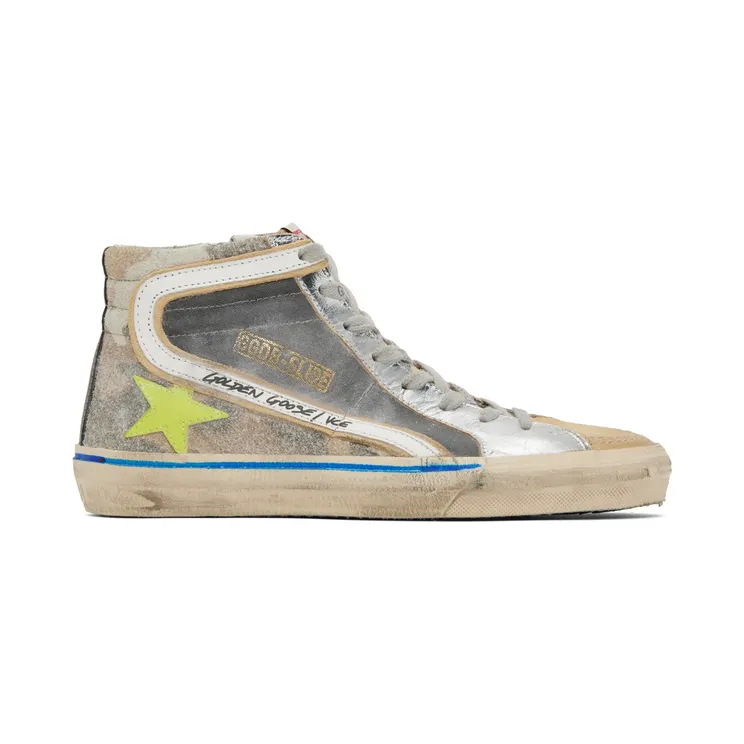 Golden Goose Gray & Tan Slide High Top Sneakers (GMF00116.F002461.8149)
