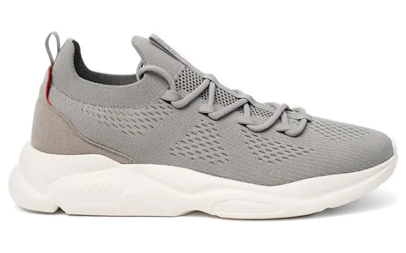 HUGO Leon geribbelde sneakers – Grijs (50563493)