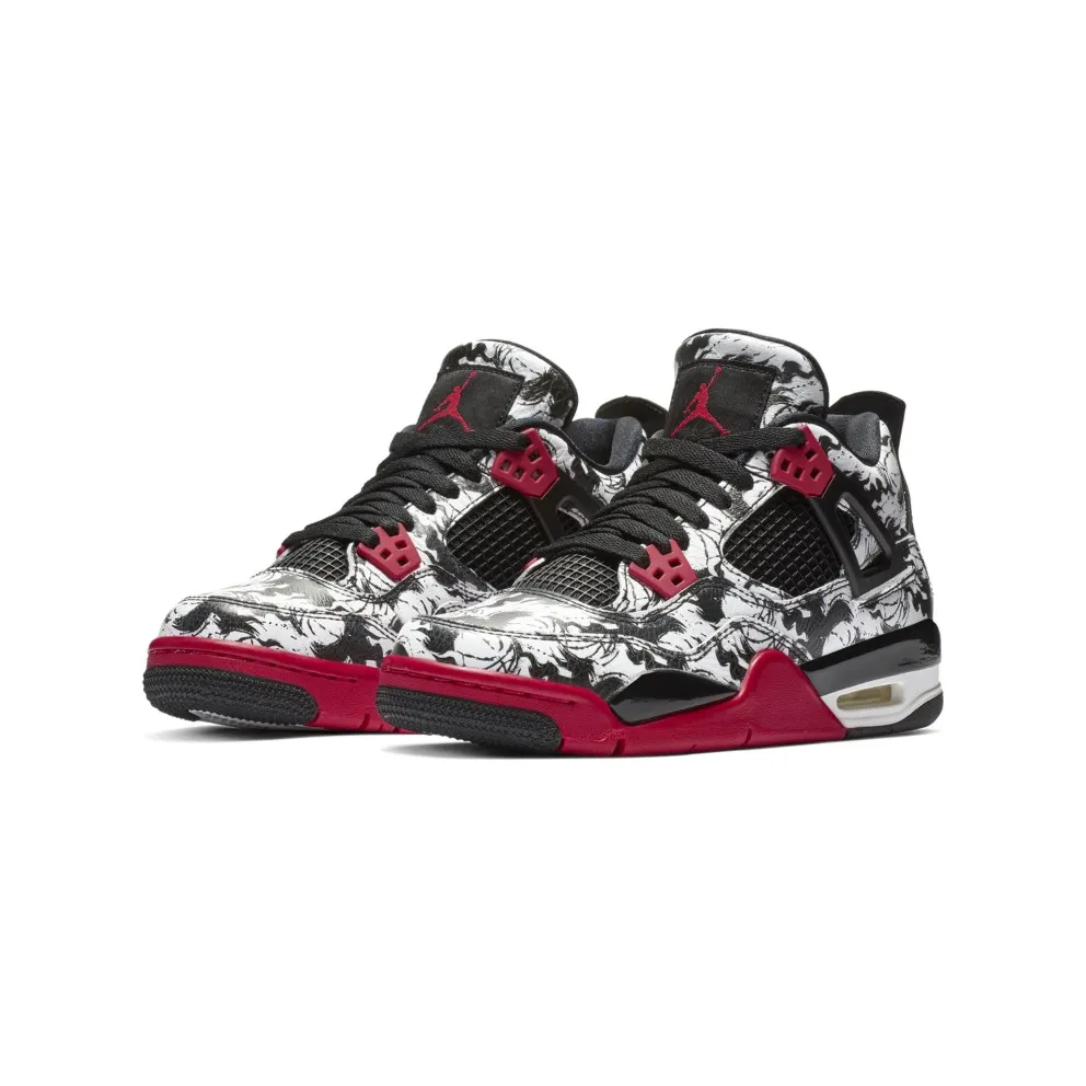 Jordan 4 Retro Tattoo 2018 (GS) Black/Fire Red-Black-White (BV7451-006)
