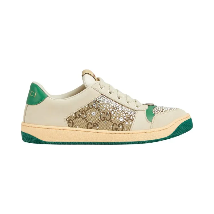 Gucci Screnner Ivory Green Crystals (812041 AAEB2 9541)