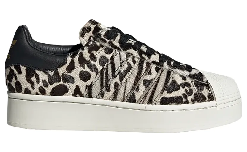 Adidas Superstar Bold ‘Fuzzy Animal Print’ Core Black/Off White/Gold Metallic (FV3463)