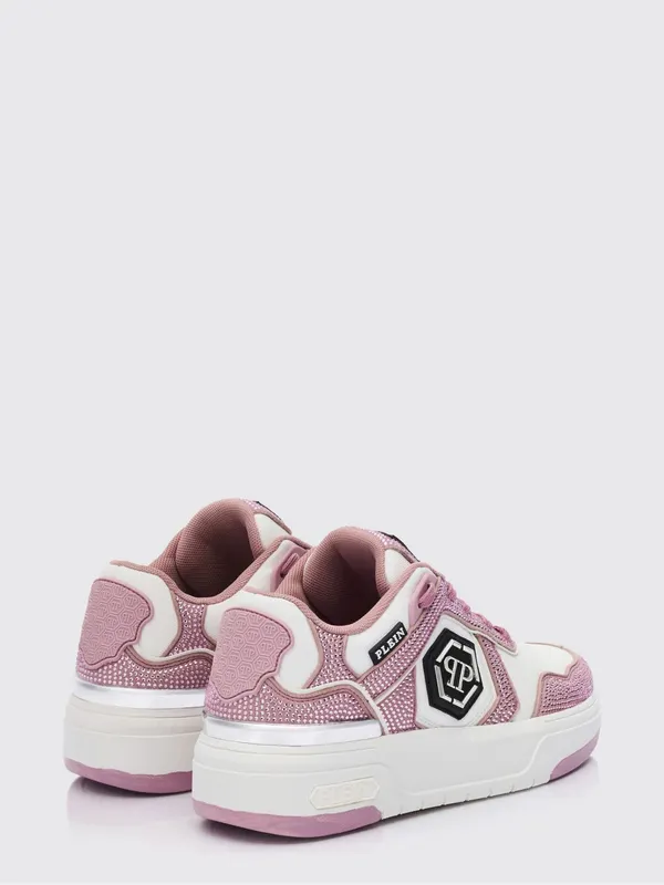 Philipp plein SK8R Leather Sneakers with Applied Rhinestones Fuchsia (SAFSUSC0923PTE003N03) (2)