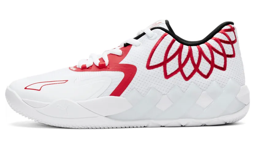 Puma MB.01 Lo basketbalschoenen Wit/Rood (376941-10)
