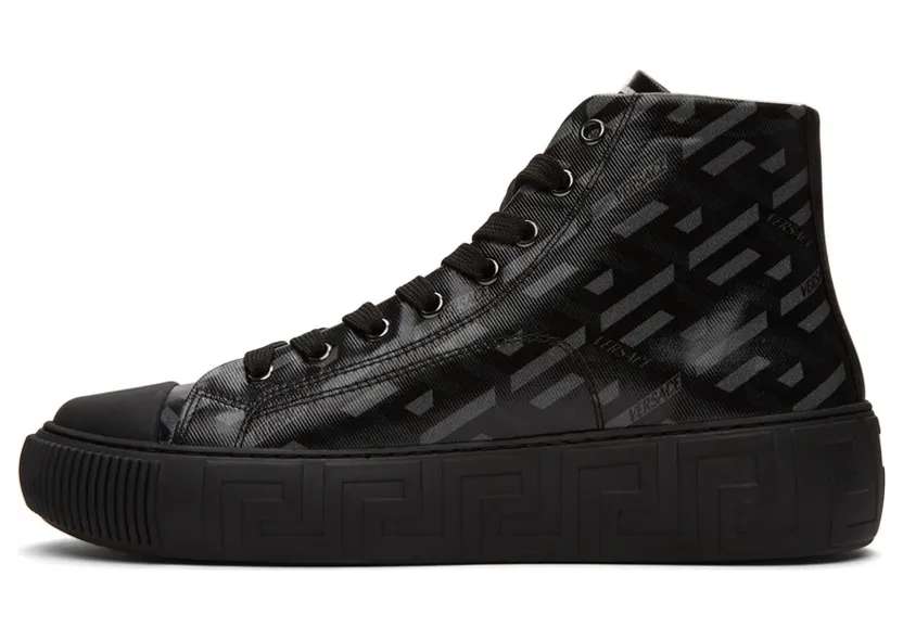 Versace Black & Grey ‘La Greca’ High-Top Sneakers (DSU8403 1A01726) (3)