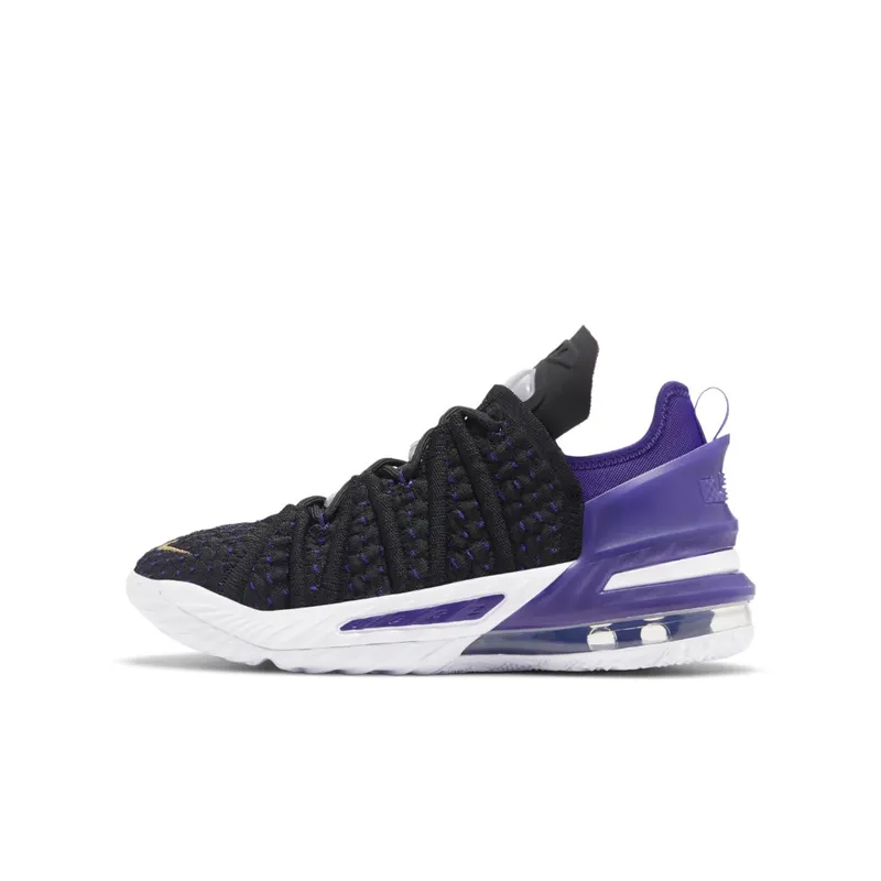 Nike LeBron 18 GS ‘Lakers’ Black/Metallic Gold/Court Purple/White (CW2760-004)